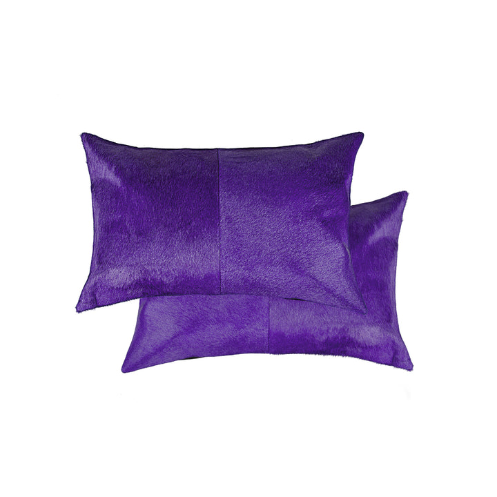 Torino Cowhide Pillow 2-Piece Set Purple 100% Indian Leather Image 1