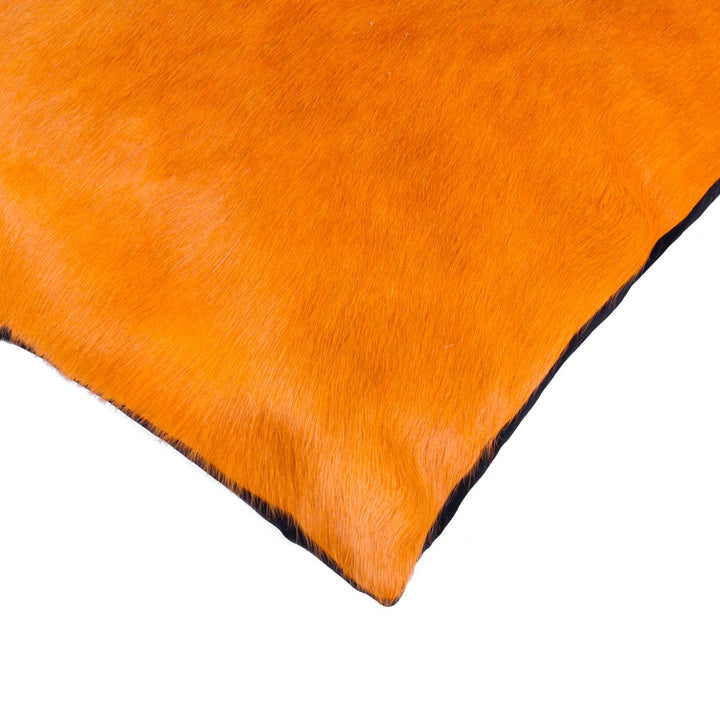 Torino Cowhide Pillow 2-Piece Orange 100% Indian Leather Image 2