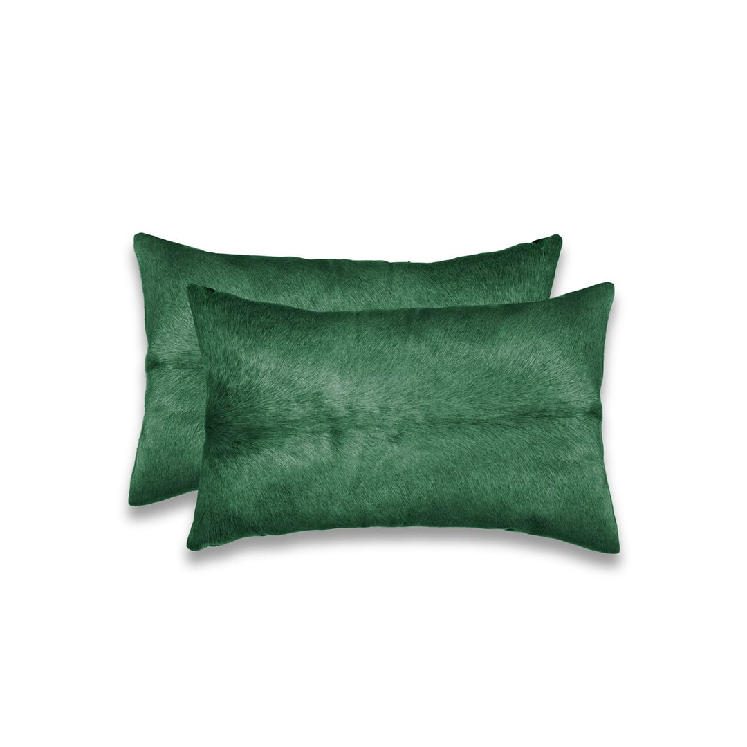 Torino Cowhide Pillow Set 2-Piece Verde 100% Indian Leather Image 1