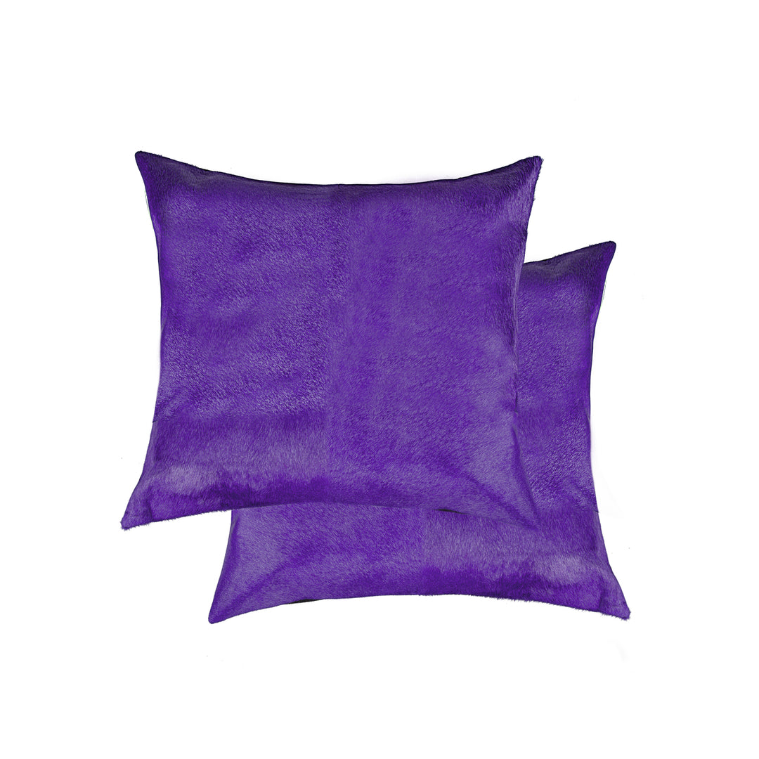 Torino Cowhide Pillow 2-Piece Set Purple 100% Indian Leather Image 3