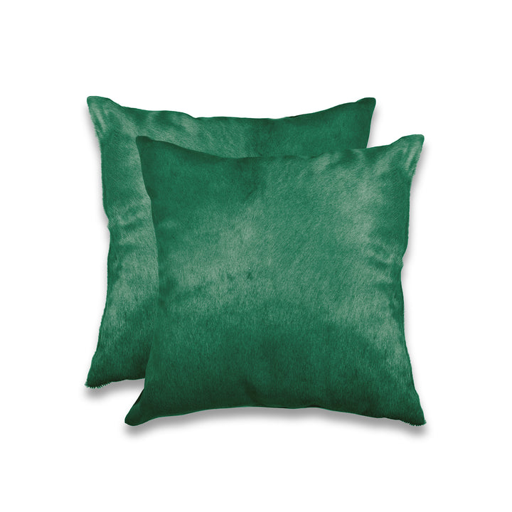 Torino Cowhide Pillow Set 2-Piece Verde 100% Indian Leather Image 3