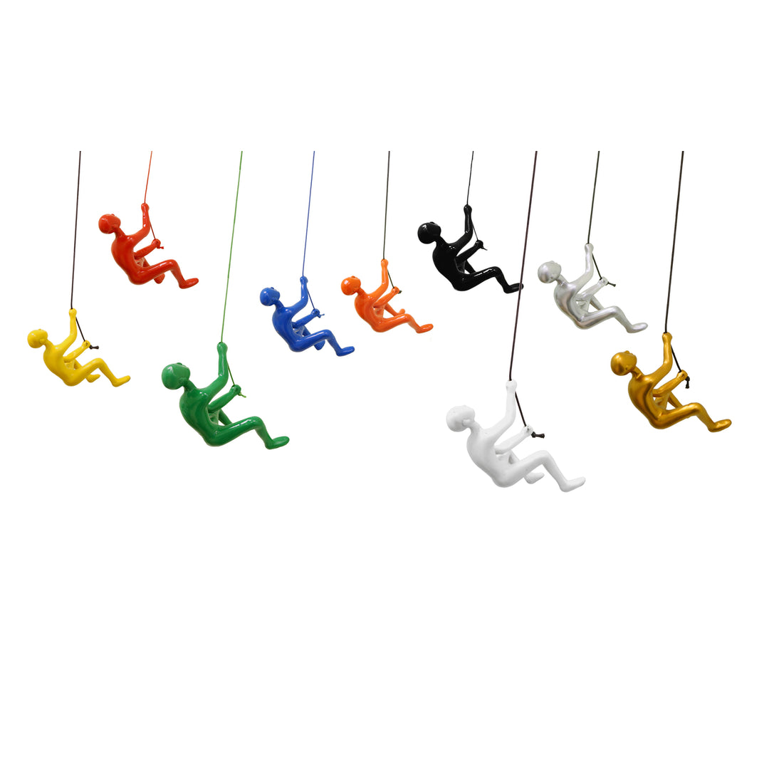 Climbing Man  Classic Wall-Art Sculpture  9-Piece  Bk,Wh,Si,Gd,Rd,Bl,Ye,Or,Gr Image 2