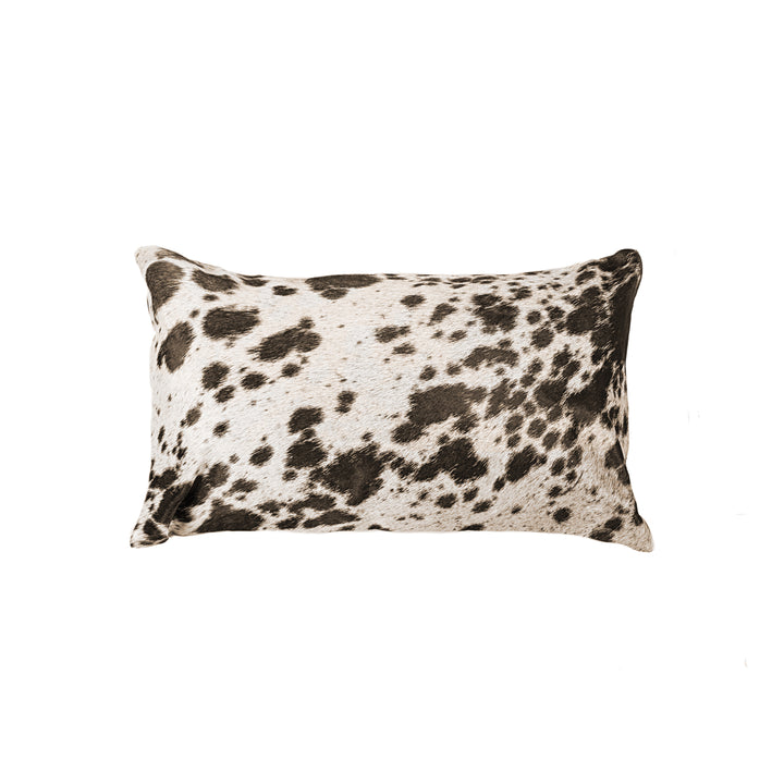 Torino Cowhide Pillow Chocolate White 100% Indian Leather 1 Piece Image 1