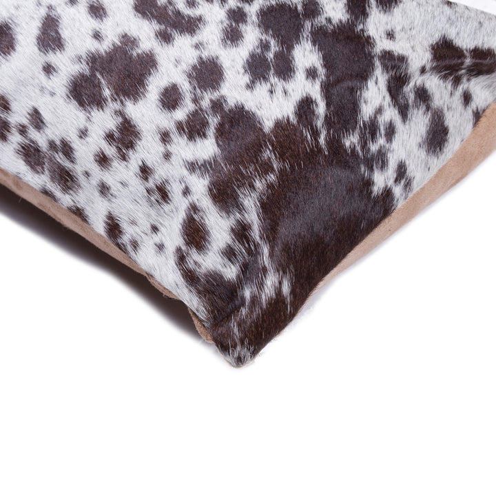 Torino Cowhide Pillow Chocolate White 100% Indian Leather 1 Piece Image 2