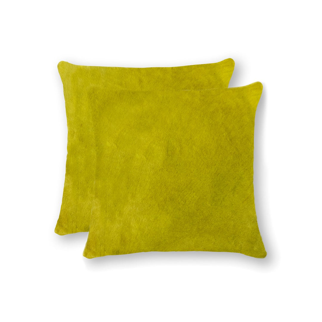 Torino Cowhide Pillow 2-Piece Set Yellow 100% Indian Leather Image 3