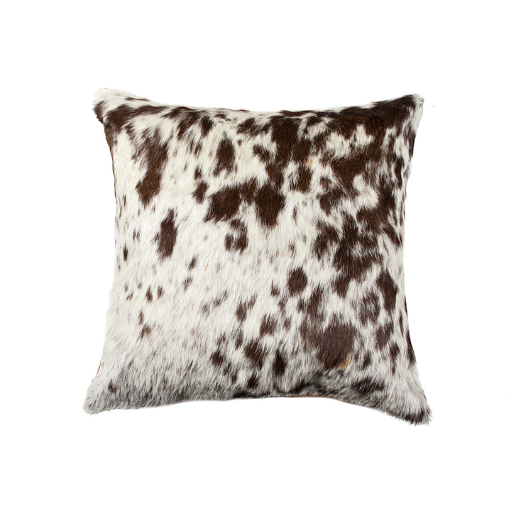 Torino Cowhide Pillow Chocolate White 100% Indian Leather 1 Piece Image 3