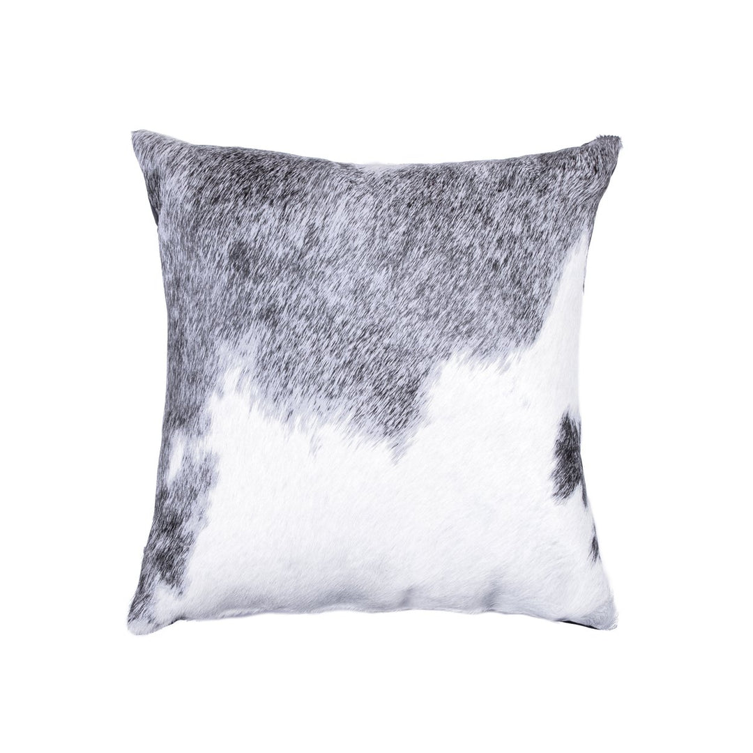 Torino Kobe Cowhide Pillow Grey White 100% Indian Leather 1 Piece Decor Image 1