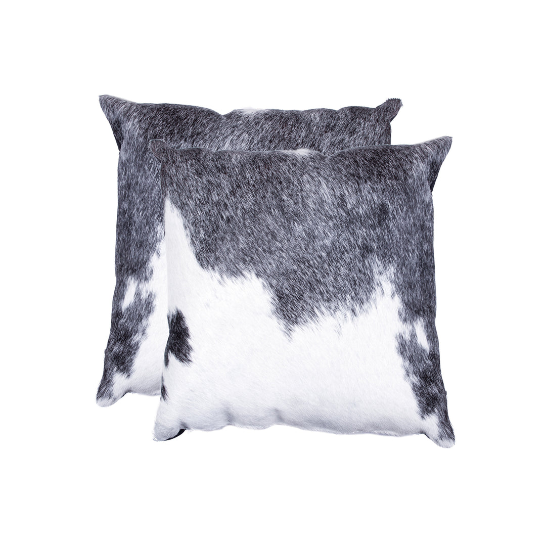 Torino Cowhide Pillow Set 2-Piece Grey White 100% Indian Leather Image 3