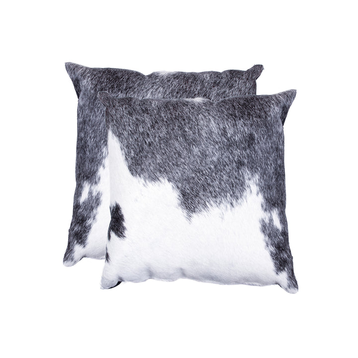 Torino Cowhide Pillow Set 2-Piece Grey White 100% Indian Leather Image 1