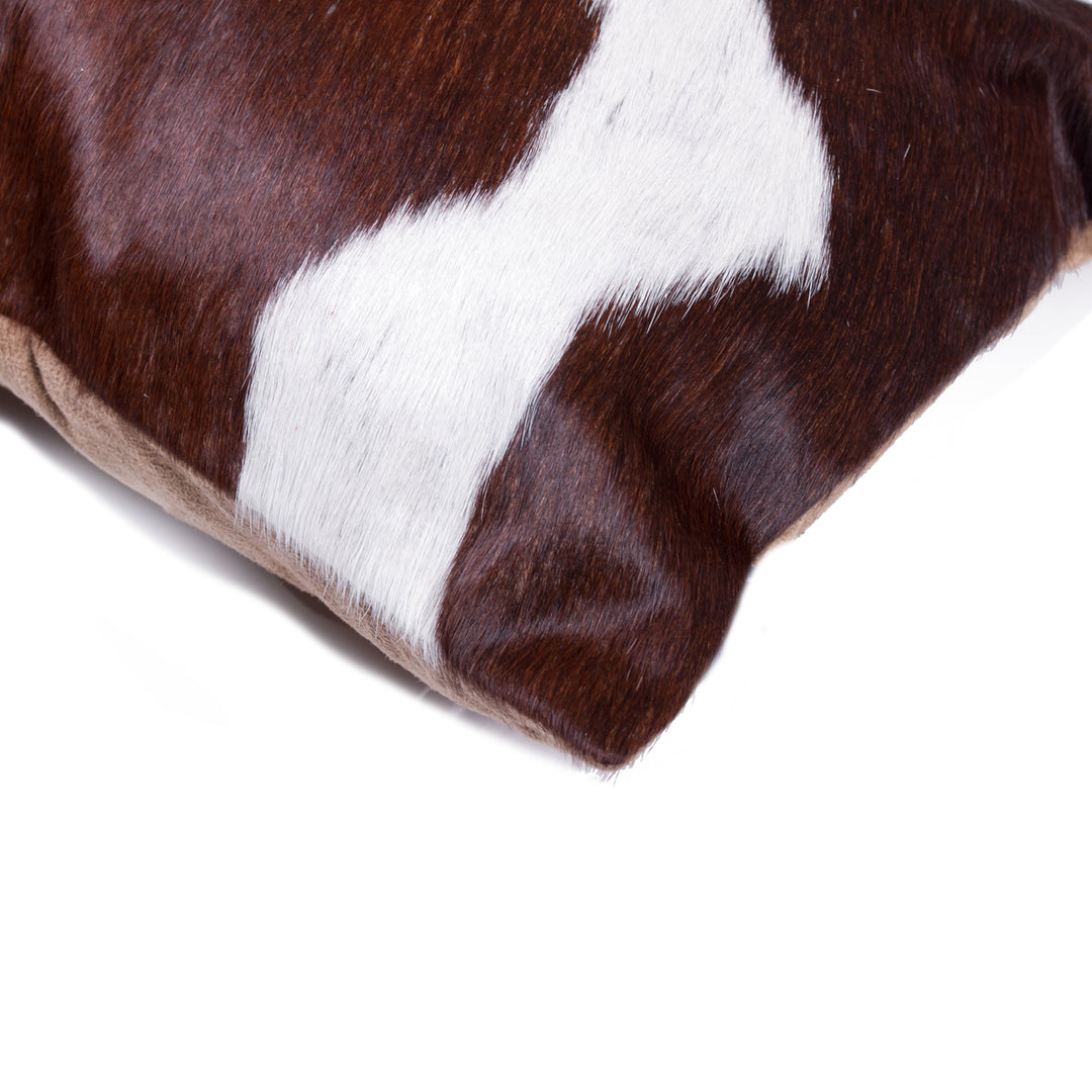 Torino Cowhide Pillow Set 2-Piece Choco White 100% Indian Leather Decor Image 2