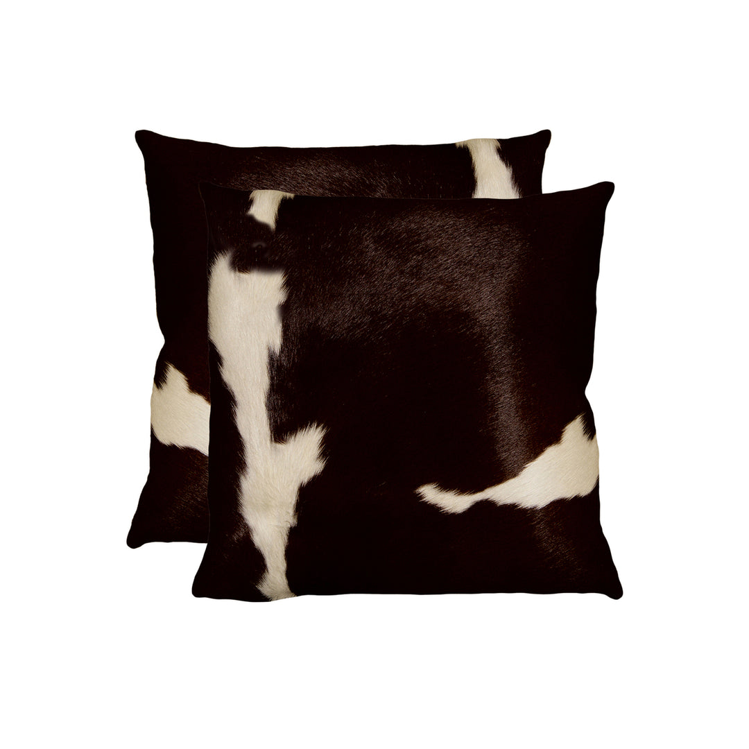 Torino Cowhide Pillow Set 2-Piece Choco White 100% Indian Leather Decor Image 3