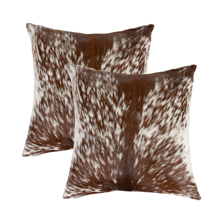 Natural  Torino Kobe Salt and Pepper Cowhide Pillow  2-Piece  Sandp brown and white Image 3