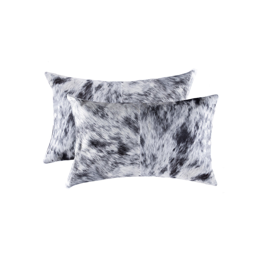 Natural  Torino Kobe Salt and Pepper Cowhide Pillow  2-Piece  Sandp black and white Image 1