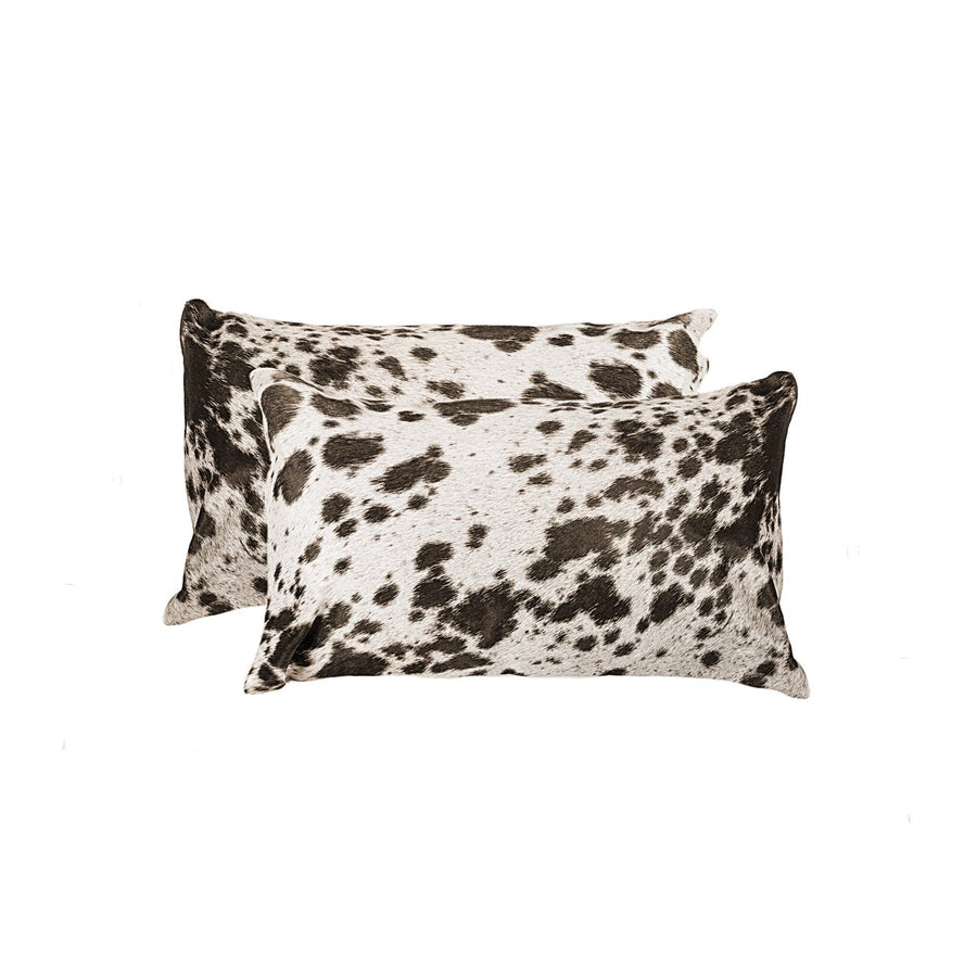 Torino Cowhide Pillow Set 2-Piece Choco White 100% Indian Cowhide Decor Image 1