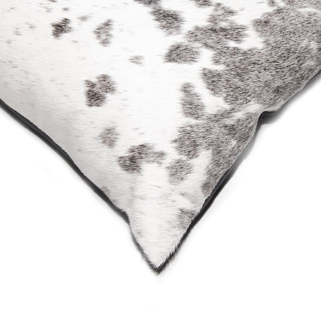 Torino Cowhide Pillow Set Grey White 2-Piece 100% Indian Leather Decorative Image 2