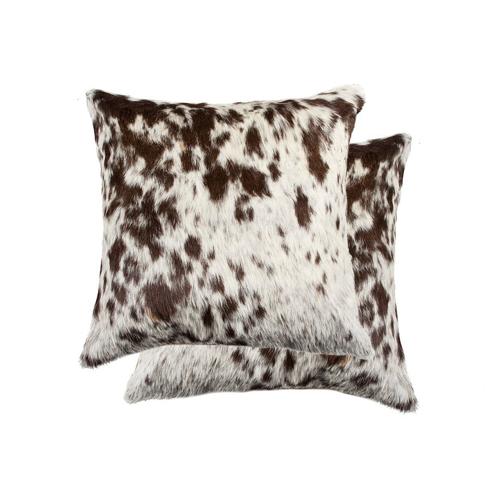 Torino Cowhide Pillow Set 2-Piece Choco White 100% Indian Cowhide Decor Image 3