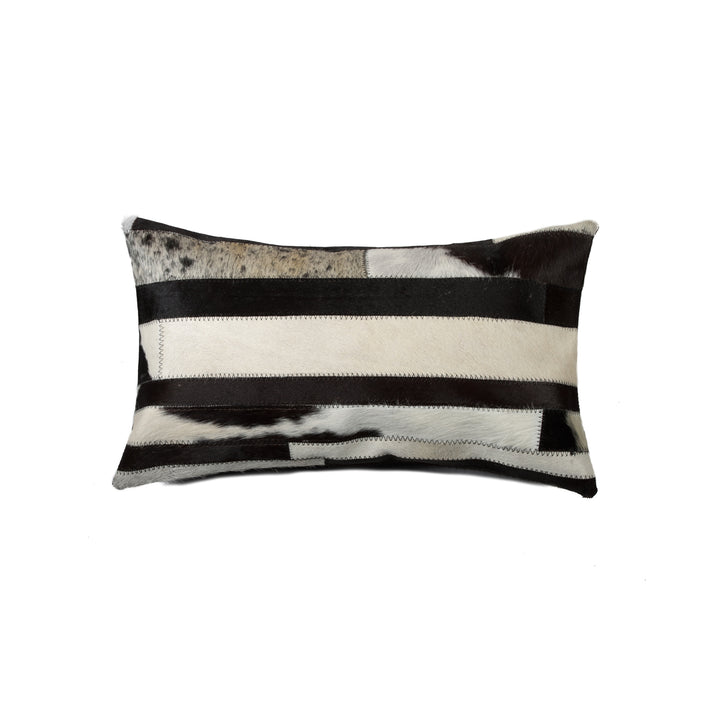Natural  Torino Madrid Cowhide Pillow  1-Piece  Black and white Image 1
