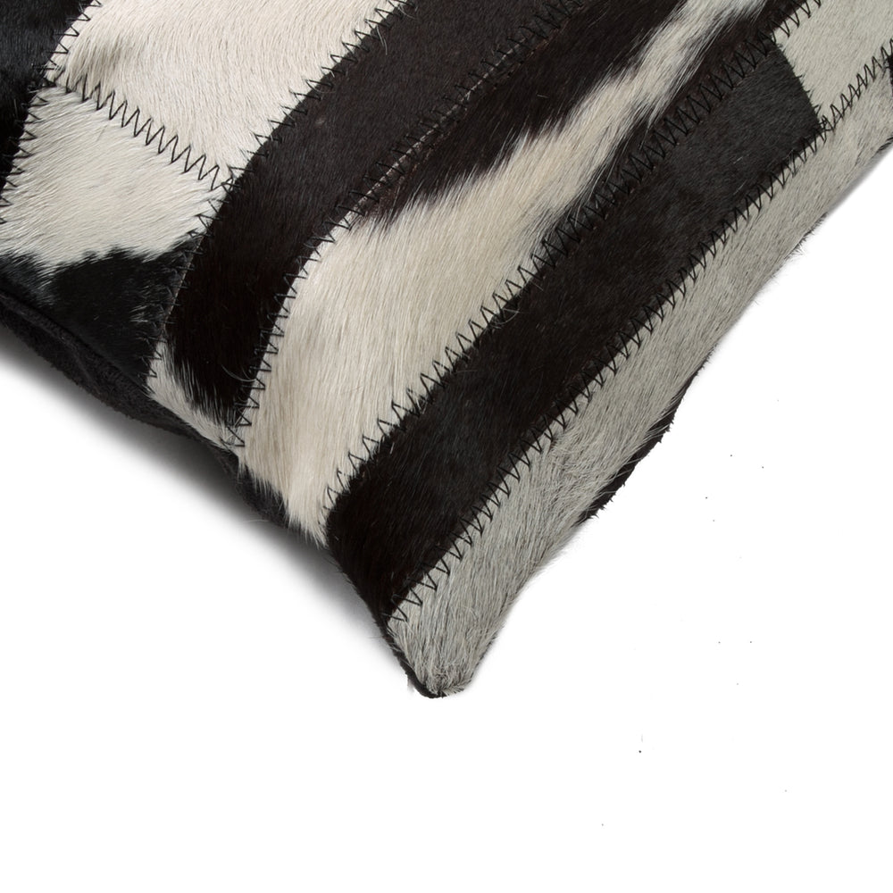 Natural  Torino Madrid Cowhide Pillow  1-Piece  Black and white Image 2