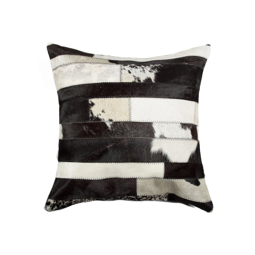 Natural  Torino Madrid Cowhide Pillow  1-Piece  Black and white Image 1