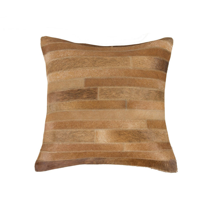 Torino Madrid Cowhide Pillow 18x18 Natural Indian Leather Handmade Decor Image 1