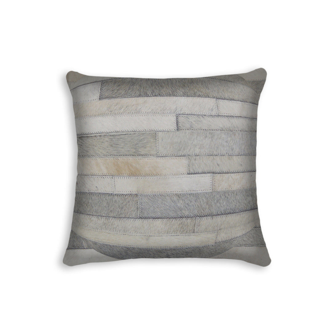 Torino Madrid Cowhide Pillow Grey 100% Indian Leather 1-Piece Decorative Cushion Image 3