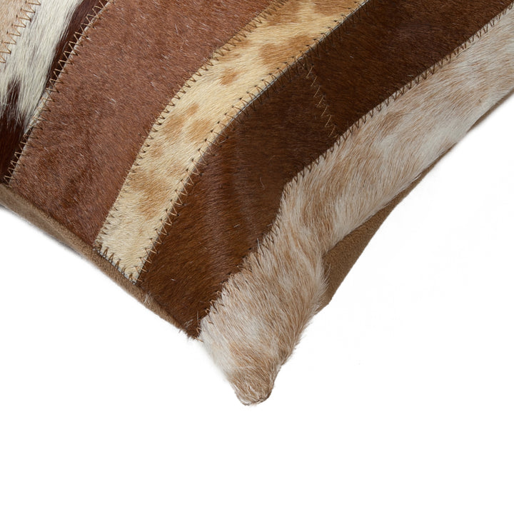 Torino Cowhide Pillow 2-Piece Set Brown White 100% Indian Leather Image 2