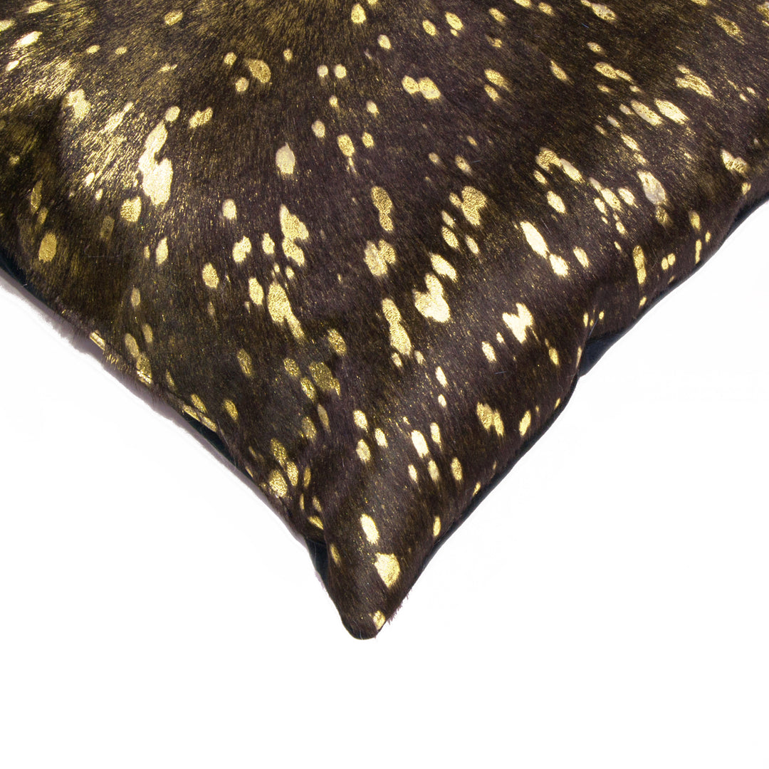 Torino Cowhide Pillow 2-Piece Chocolate Gold 100% Indian Leather Image 2