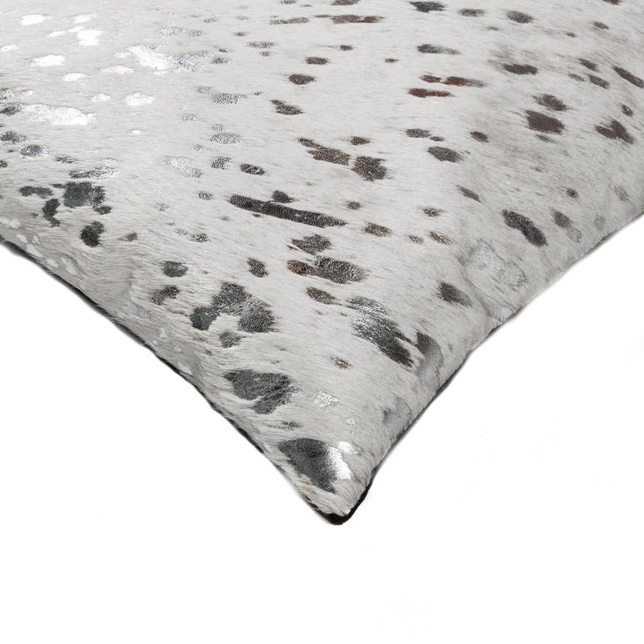 Torino Cowhide Pillow 2-Piece Set Grey Silver 100% Indian Leather Image 2