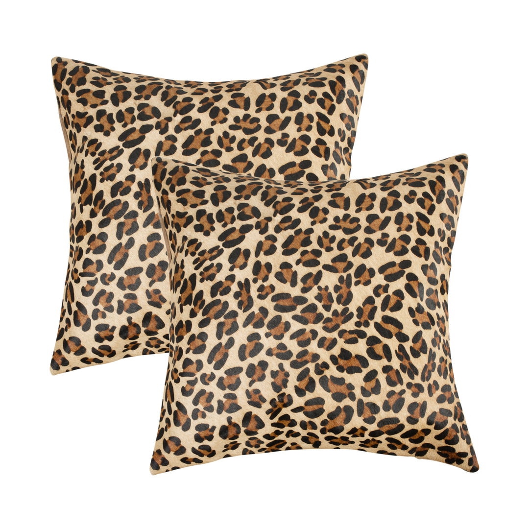 Natural  Torino Togo Cowhide Pillow  2-Piece  Leopard Image 3