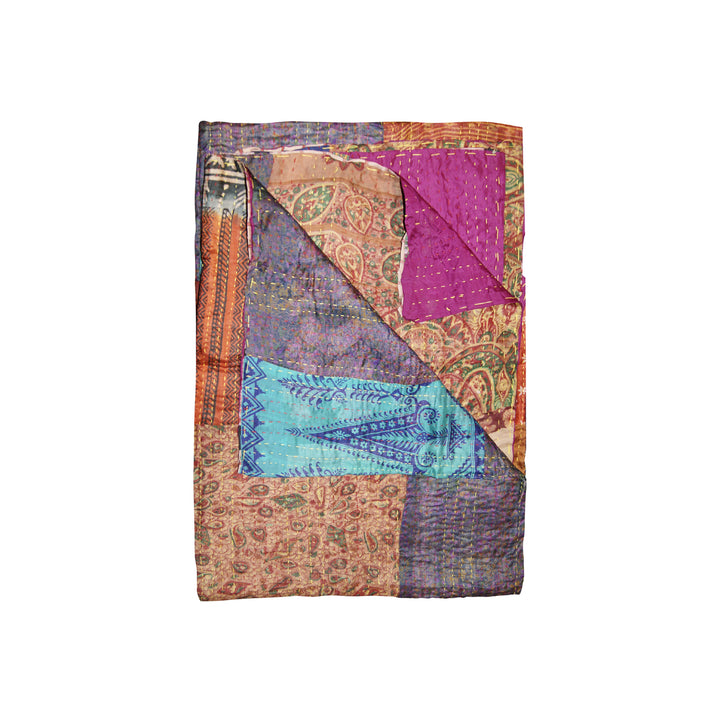 Taj Hotel Home Decor Kantha Silk Throw | 1-Piece | Multicolor Image 3