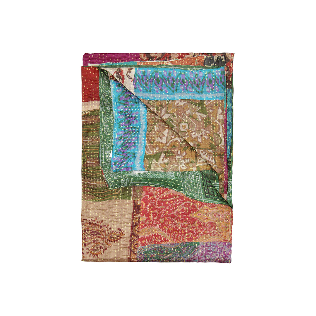 Taj Hotel Home Decor Kantha Silk Throw | 1-Piece | Multicolor Image 4