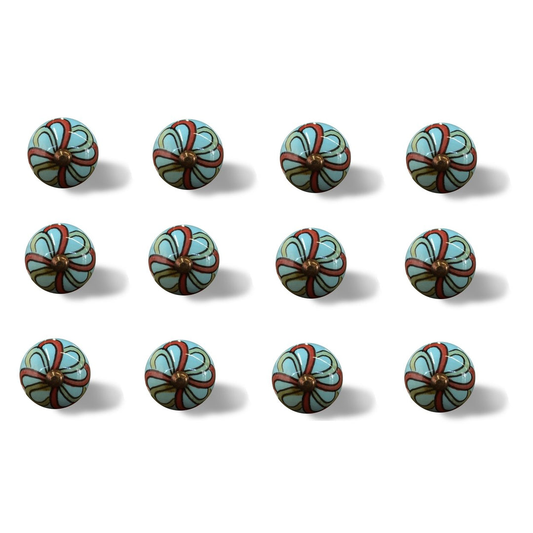 Knob-It Vintage Hand Painted Cabinet Drawer Knobs 12-Piece Bohemian Style 10" Image 1