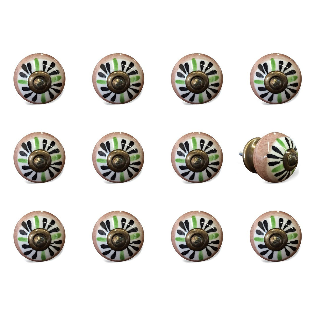 Knob-It Vintage Hand Painted Cabinet Drawer Knobs 12 Piece Antique Style 14" Image 1