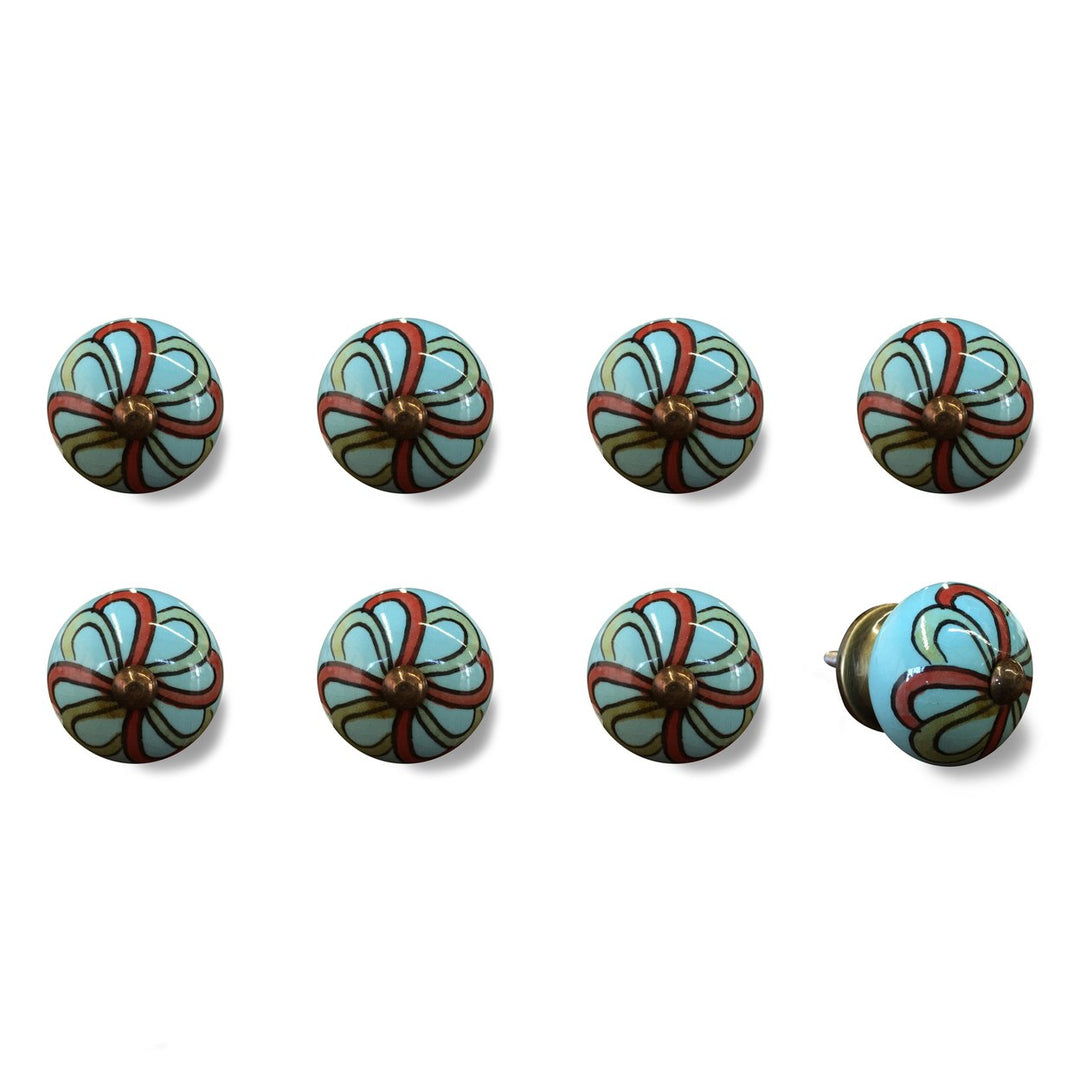 Knob-It 8-Piece Vintage Cabinet Drawer Knobs Hand Painted Bohemian Design 11" Image 1