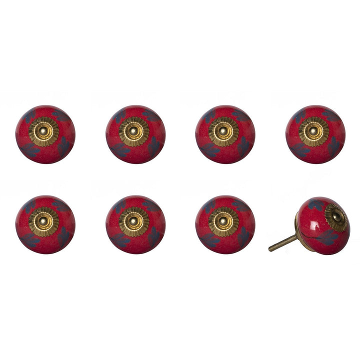 Knob-It 8-Piece Vintage Hand Painted Cabinet Drawer Knobs 1.3 Inch Bohemian Style Image 1