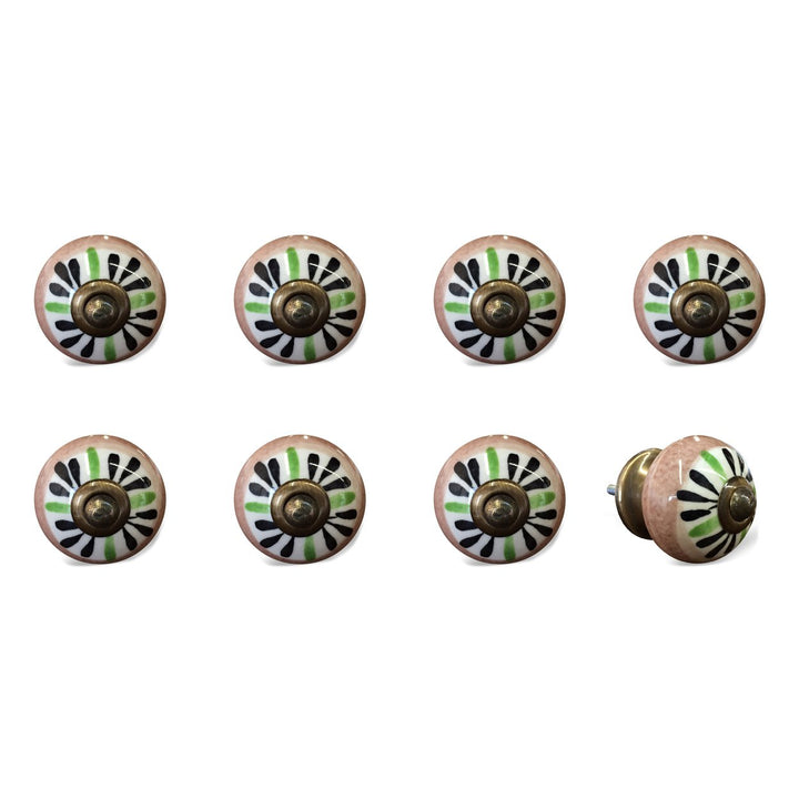 Knob-It Vintage Cabinet Drawer Knobs 8-Piece Set Colorful Hand Painted 15 Inch Image 1