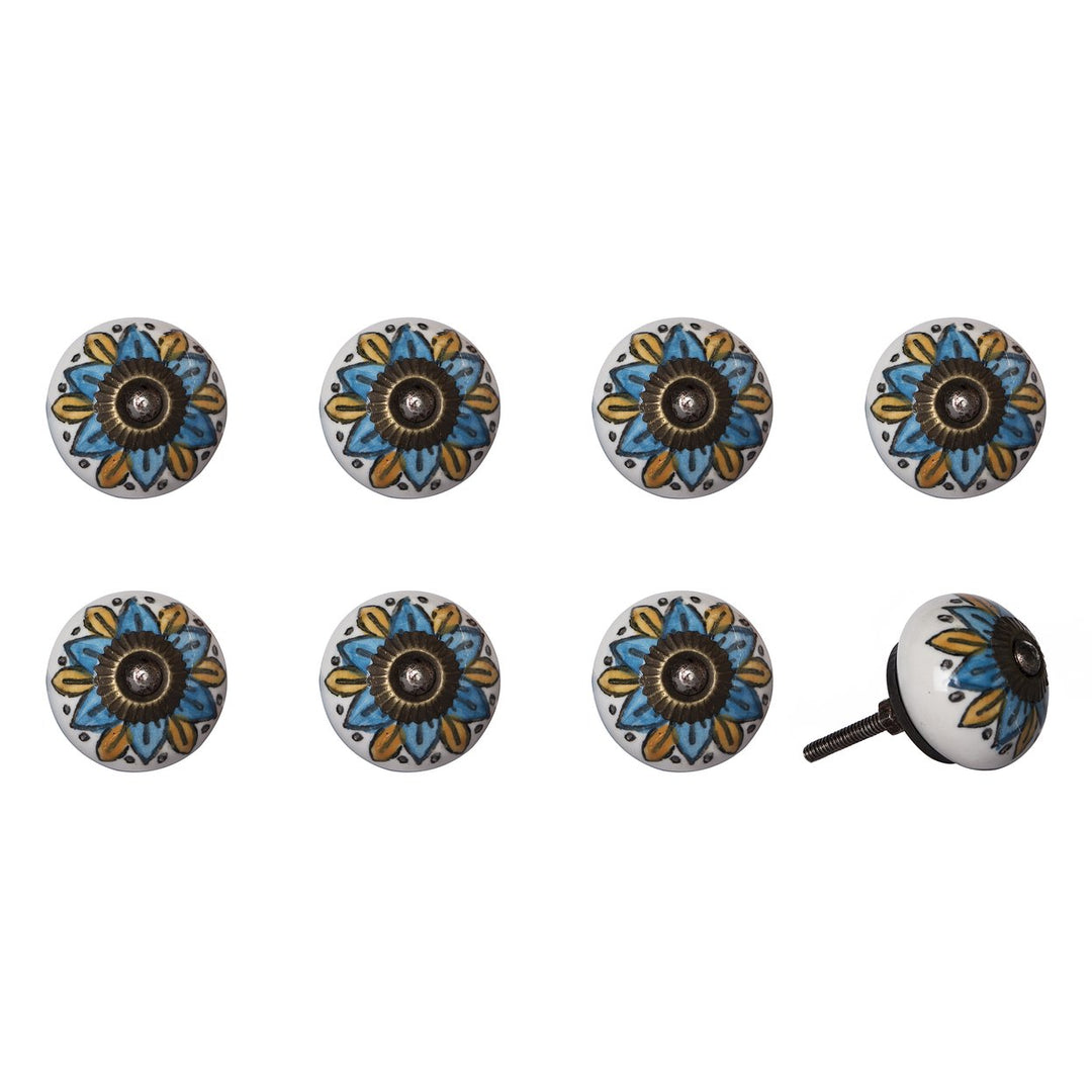 Knob-It 8-Piece Vintage Hand Painted Cabinet Drawer Knobs 1.3 Inch Bohemian Style Image 1