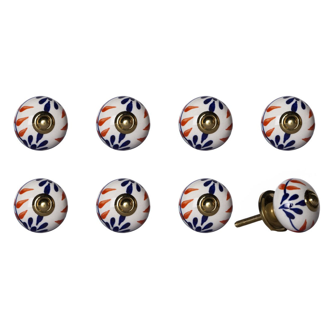 Knob-It 8-Piece Vintage Cabinet Drawer Knobs Hand Painted Antique Design Image 1