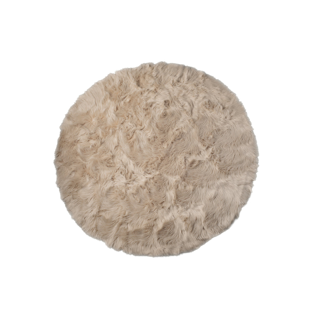 Luxe Arlington Faux Sheepskin Rug Taupe 6 Inch Round Circular Image 1