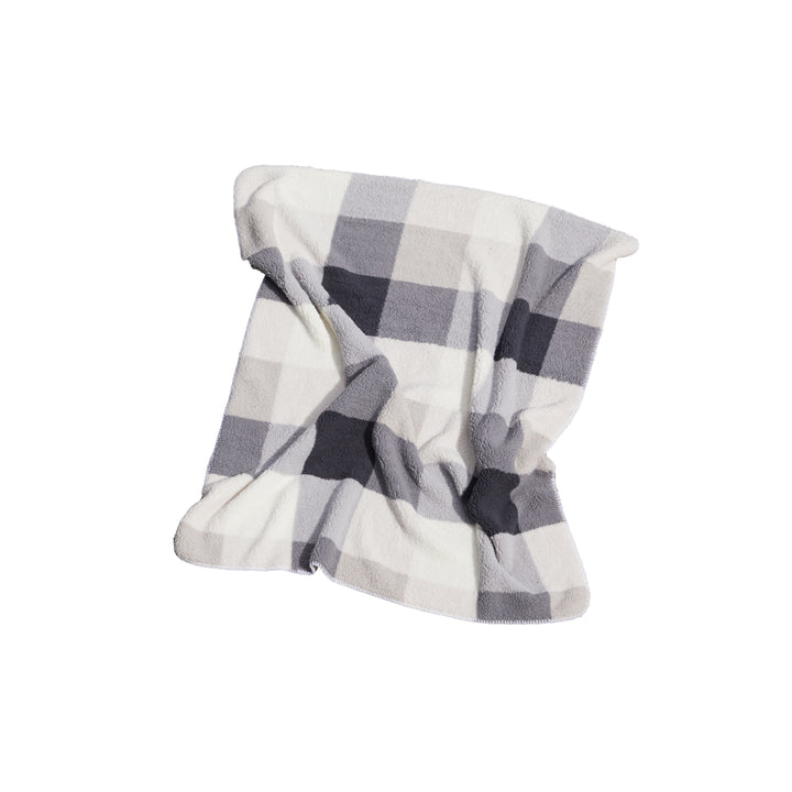 Luxe Faux faux Throw Grey Plaid 50x60 Soft Sheepskin Blanket Cozy Image 1