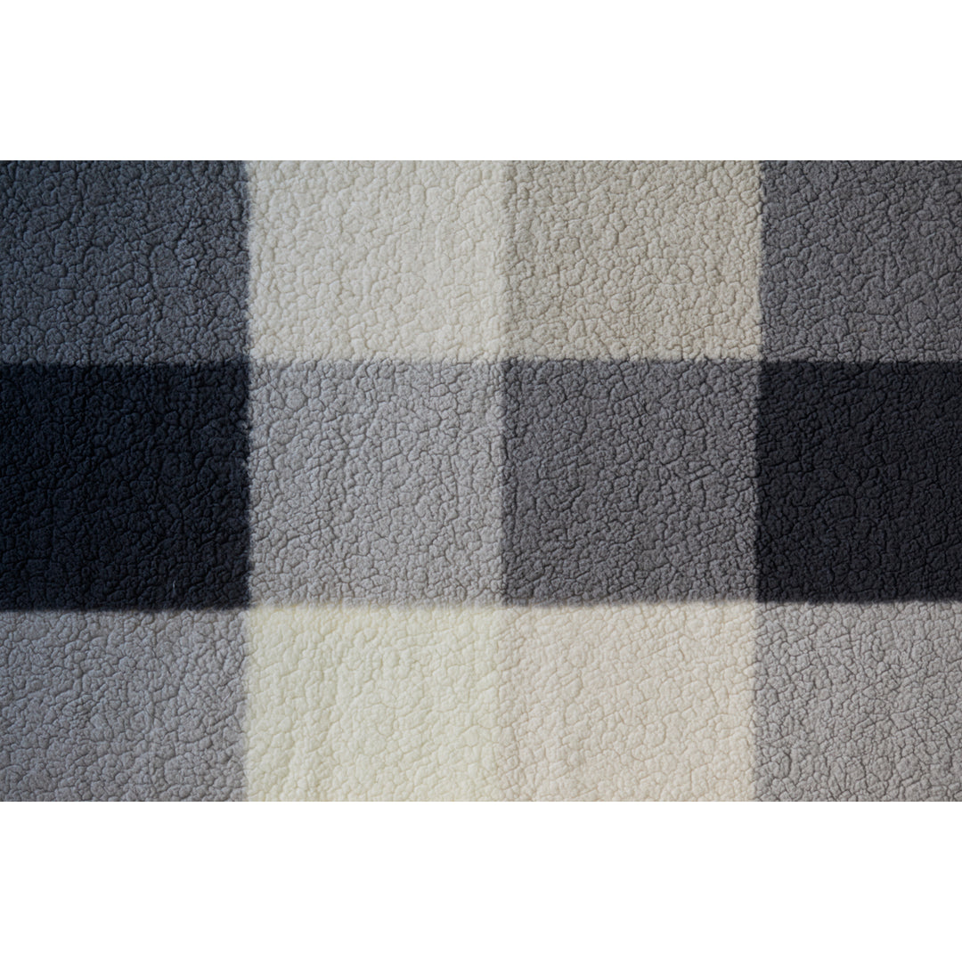 Luxe Faux faux Throw Grey Plaid 50x60 Soft Sheepskin Blanket Cozy Image 2