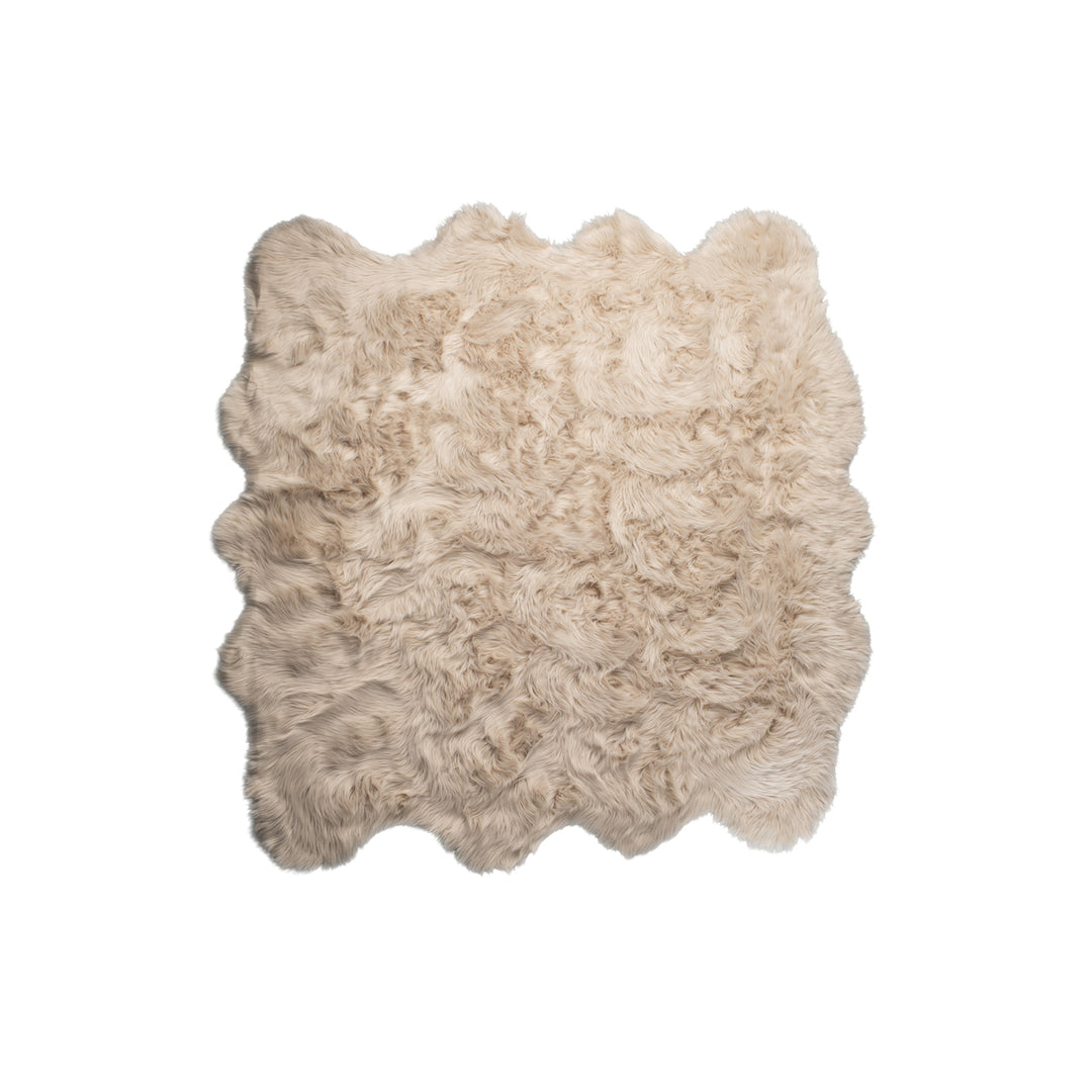 Luxe Gordon Taupe Faux Sheepskin Octo Rug 6x6 Soft Natural faux Image 1