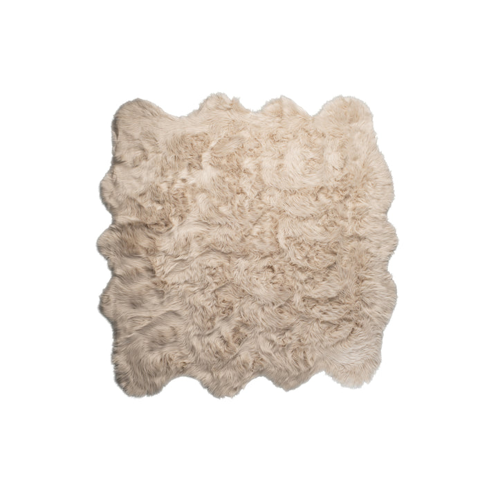 Luxe Gordon Taupe Faux Sheepskin Octo Rug 6x6 Soft Natural faux Image 1