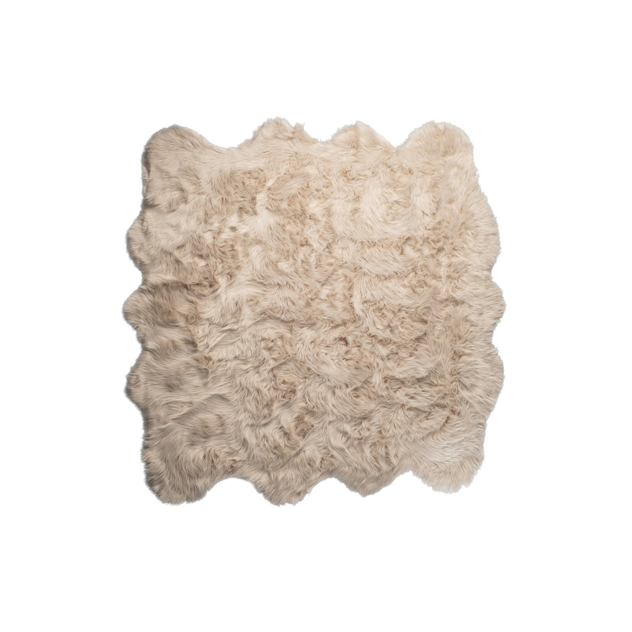 Luxe Gordon Taupe Faux Sheepskin Octo Rug 6x6 Soft Natural faux Image 1