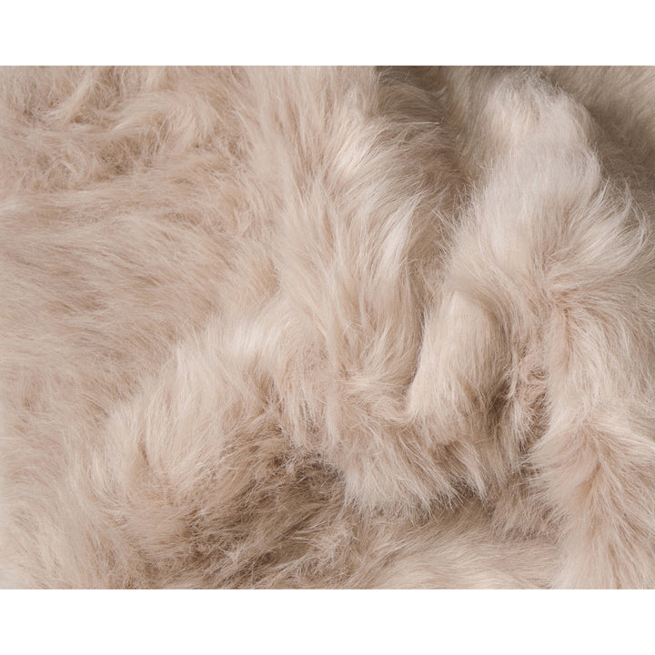 Luxe Gordon Faux Sheepskin Rug Taupe 5x6 Handpicked 100% Natural Wool Image 2