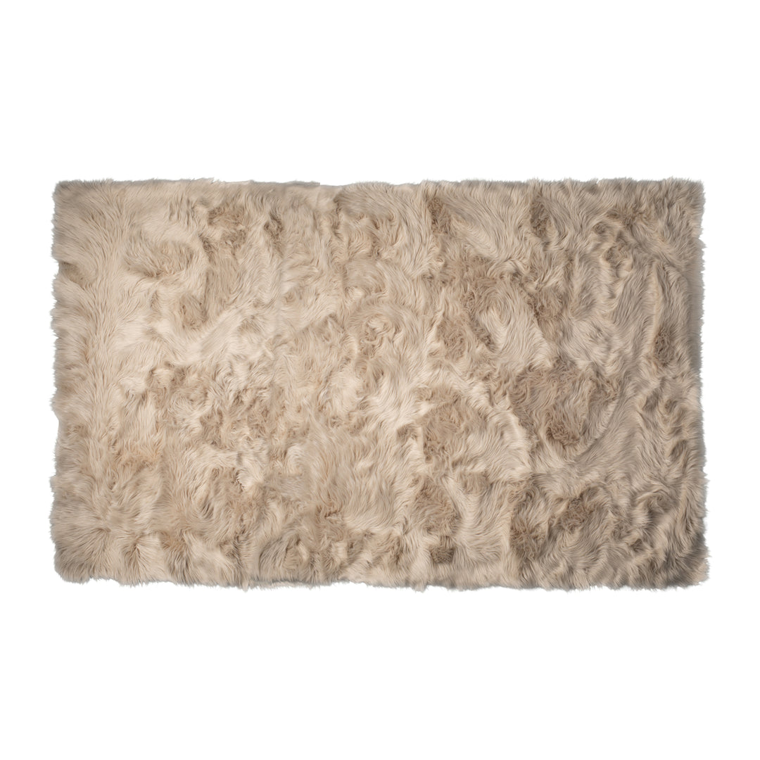 Luxe Hudson Faux Sheepskin Rug Taupe 5x8 Soft Natural Texture Indoor Carpet Image 1