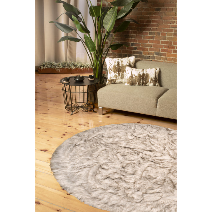 Luxe Arlington 6 Faux Sheepskin Circular Rug Plush Soft White Image 3