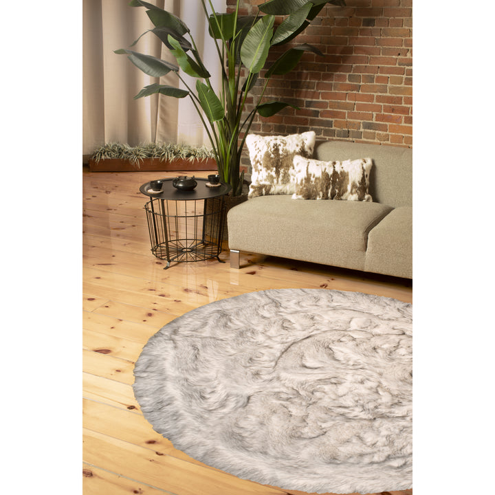 Luxe Arlington 6 Faux Sheepskin Circular Rug Plush Soft White Image 6