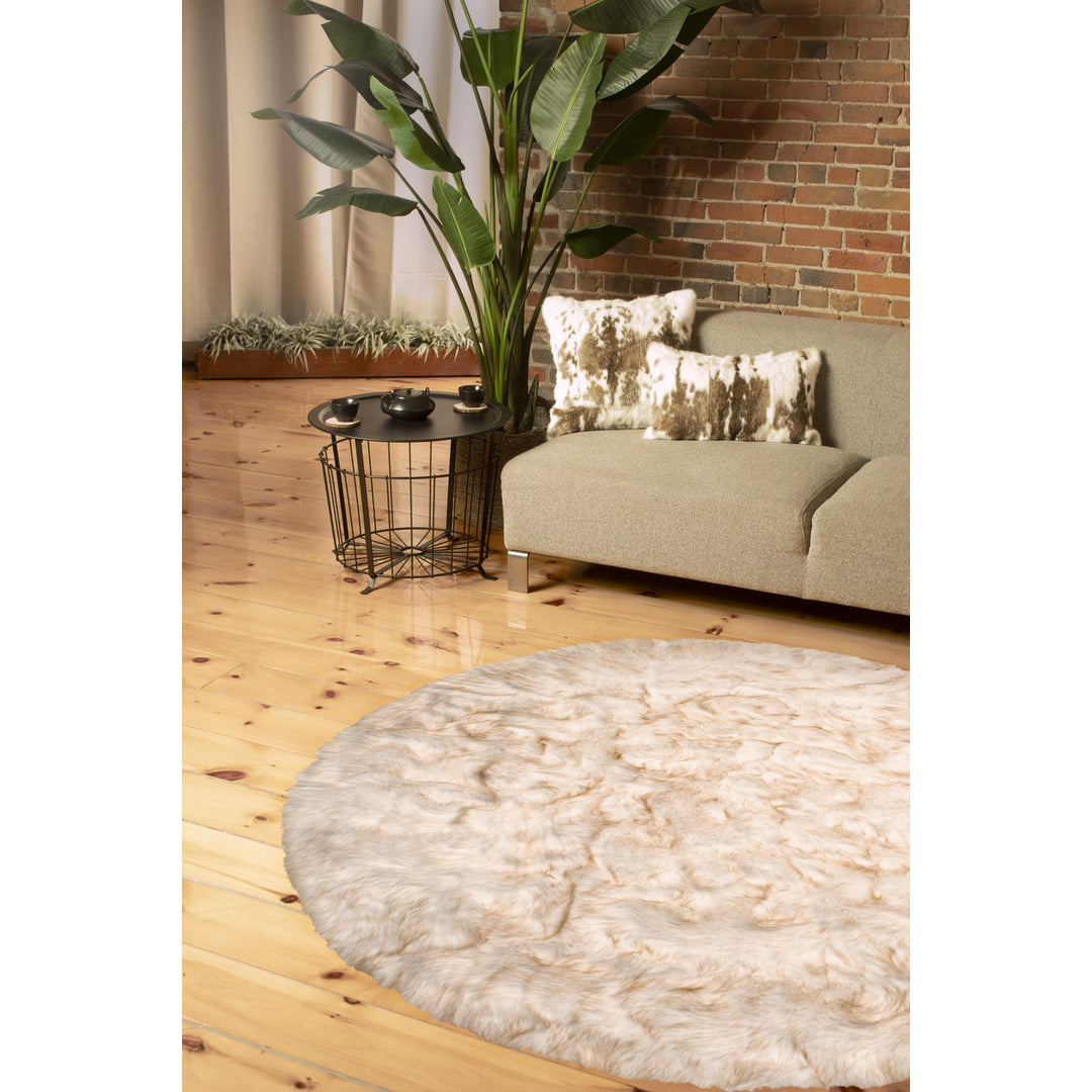 Luxe Arlington 6 Faux Sheepskin Circular Rug Plush Soft White Image 9