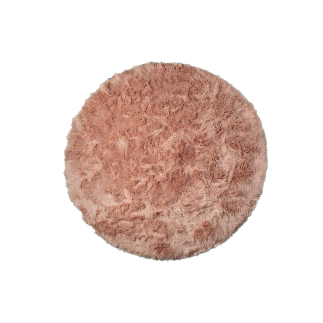 Luxe Faux Sheepskin Circular Rug 6ft Soft Natural Color 1-Piece Image 4